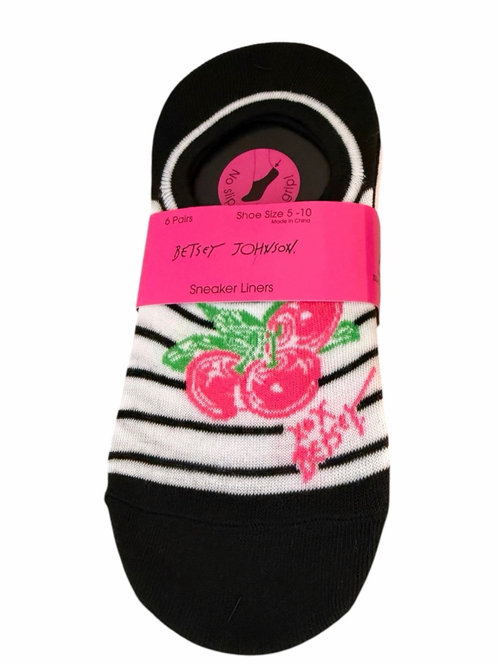 Betsey Johnson Cherry Themed Sneaker Liner Socks